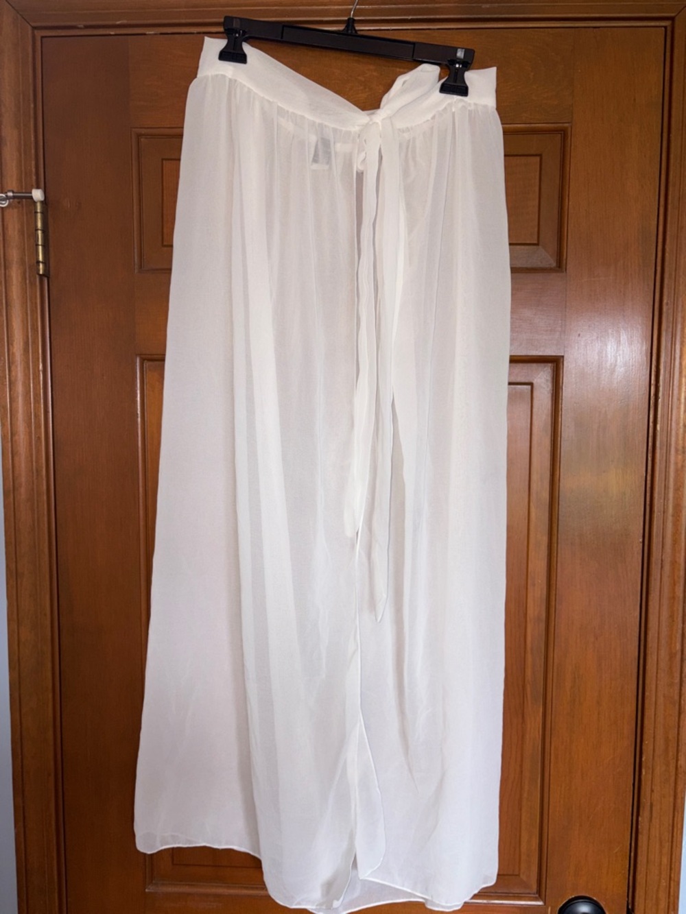 SHEIN Long Sheer White Tie Waist Beach Skirt - Size L